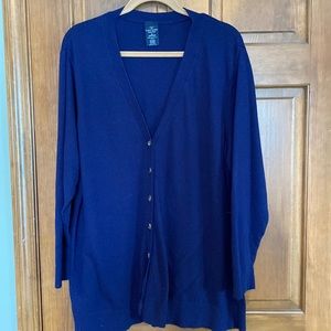 Faded Glory navy 3/4 sleeve v neck cardigan size 3X